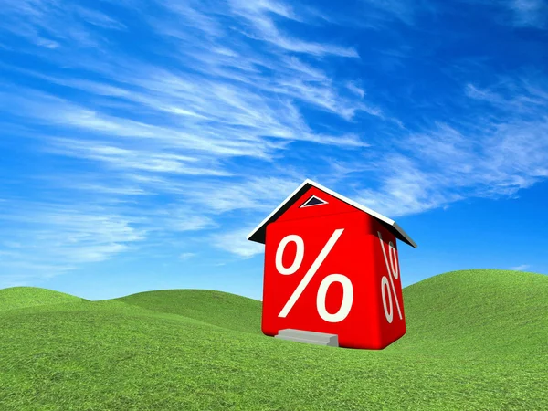 House with percent symbol — Stock Photo, Image