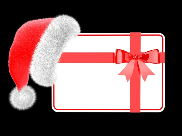 Santa kalap, ajándék kártya — Stock Fotó