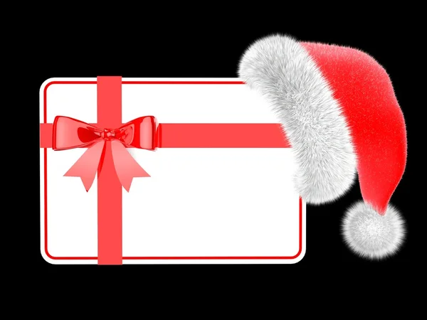 Chapéu de Papai Noel com cartão presente — Fotografia de Stock