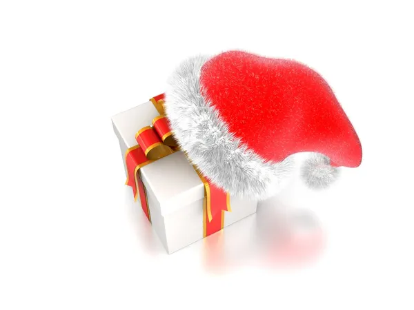 Cappello Babbo Natale con un regalo — Foto Stock