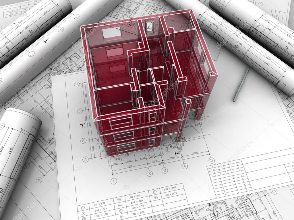 Breadboard model of a building made under drawings