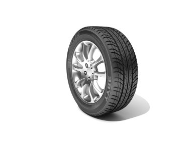 Wheel isolated on white. 3d illustration.