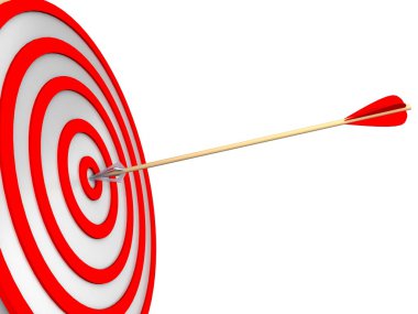 3D hedef ve oklar, üzerinde beyaz izole