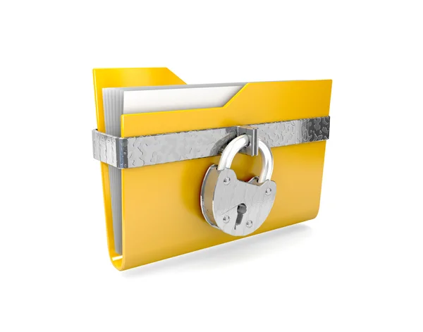 Data security. 3d illustration of folders closed isolated on white. — Stock Photo, Image