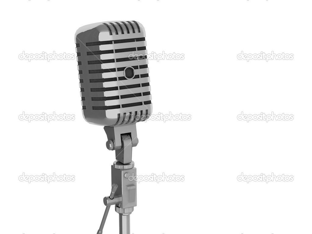3d Retro microphone. isolated on white