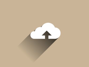 Flat long shadow icon of upload cloud clipart
