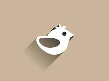 Uzun düz gölge simgesi bir kuş