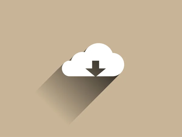 Flat long shadow icon of download cloud — Stock Photo, Image