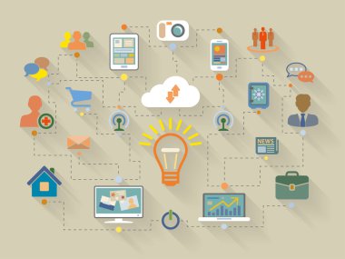  Flat Design style illustration of website analytics searc