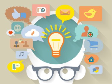  Flat Design style illustration of social media concept