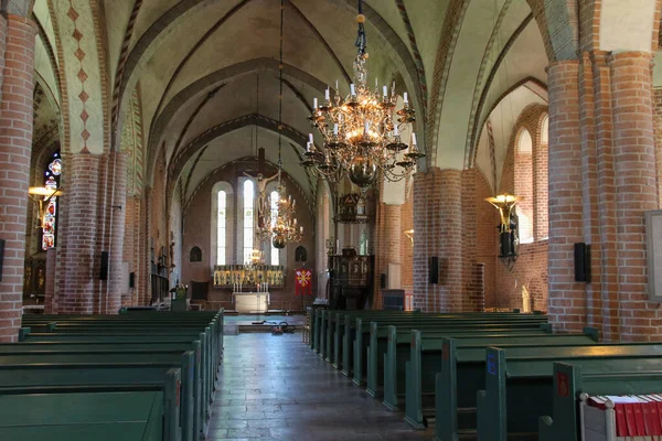 Szwecja Sigtuna Maja 2019 Widok Wnętrza Kościoła Mariackiego Lub Mariakyrkana — Zdjęcie stockowe