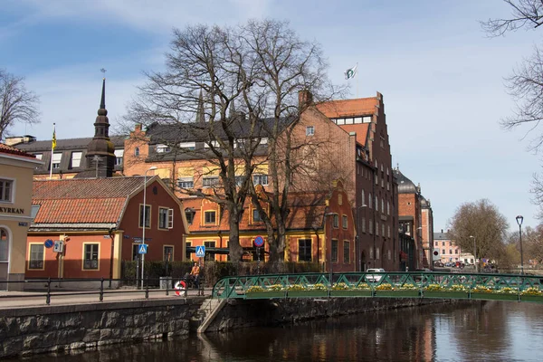 Zweden Uppsala April 2019 Uitzicht Een Brug Een Kanaal April — Stockfoto