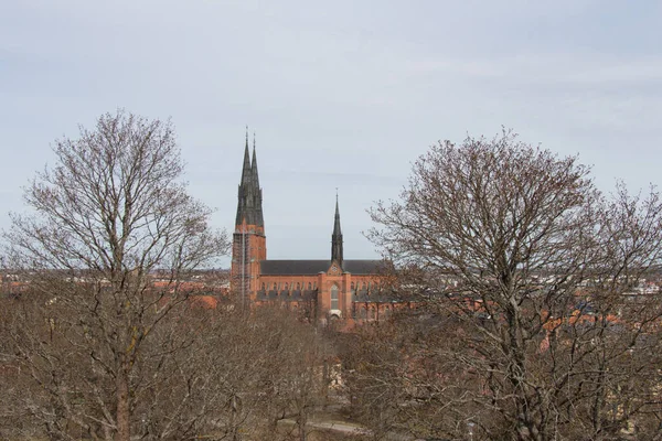 Sweden Uppsala April 2019 Exterior View Uppsala Cathedral Scandinavian Largest — Stock Photo, Image