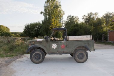 Curonian Spit, Russia - August 04 2019: the view of an old Soviet Union Car, Curonian Spit on August 04 2019 in Kaliningrad Oblast, Russia.