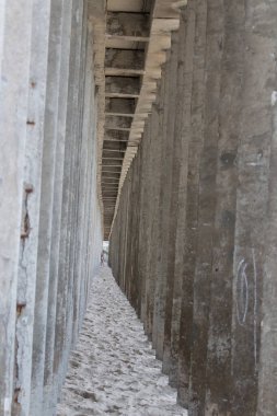 Rusya, Zelenogradsk 'taki gezinti sütunları arasında uzun bir tünelin manzarası.