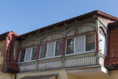 Zelenogradsk, Rusya - 08 Ağustos 2019: Rusya 'nın Zelenogradsk kentindeki Kurortny Prospekt yaya yolu manzarası.