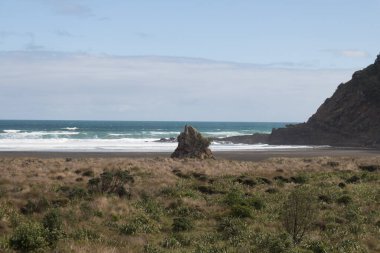 Deniz manzarası. Waitakere Sıradağları Bölgesel Parkı - Union Körfezi 'nin kuzey ucu, Yeni Zelanda.