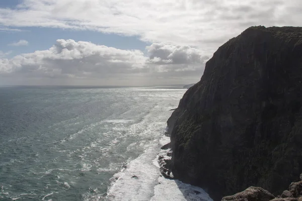 Aerial View Cliff Ocean Horizon Line West Coast North Island — Stock Photo, Image