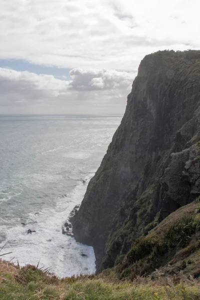 新西兰北岛西海岸有悬崖 海洋和地平线的空中景观 — 图库照片