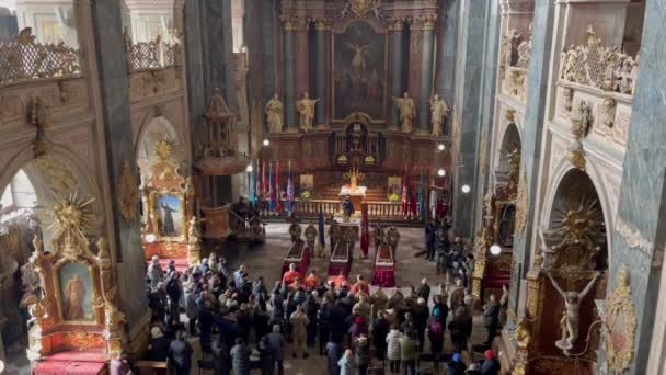 Lviv Ucraina Marzo 2022 Servizio Commemorativo Militari Ucraini Uccisi Durante — Video Stock