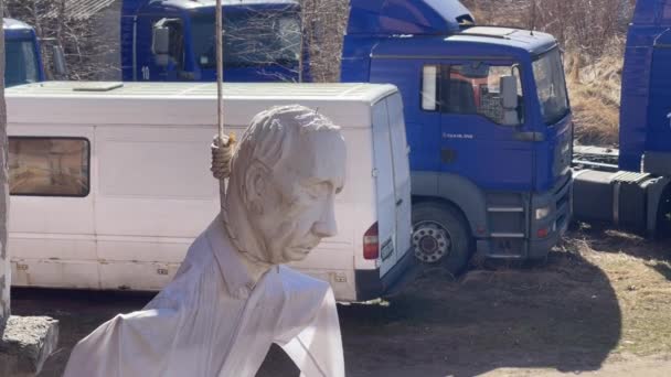 Lviv Ucrania Marzo 2022 Una Efigie Del Presidente Ruso Vladimir — Vídeo de stock