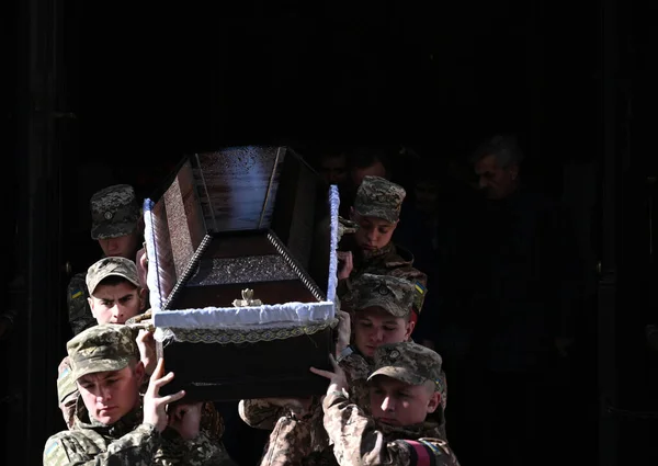 Lviv Ucrania Octubre 2022 Funeral Soldados Ucranianos Asesinados Durante Invasión — Foto de Stock