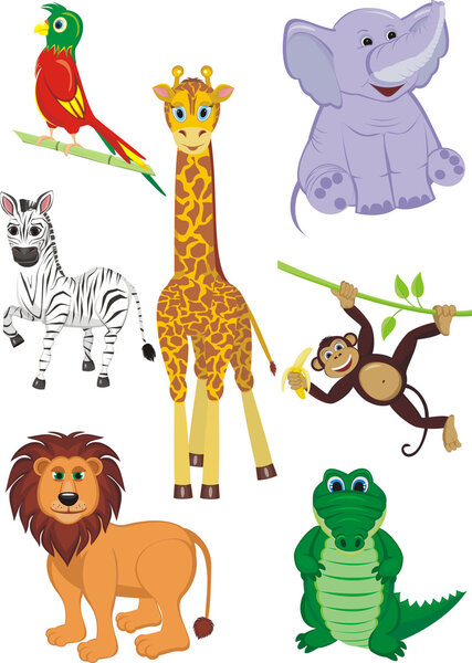 Set cute safari animals