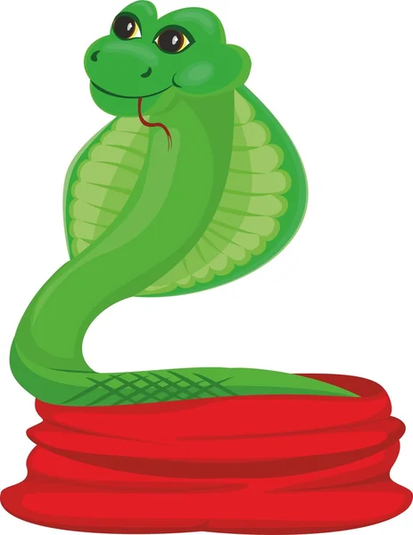 赤い袋に緑のヘビ — ストックベクタ