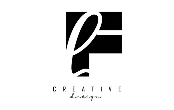 字母Fl标志与简约的设计 字母F和L 带有几何和手写体排版 — 图库矢量图片