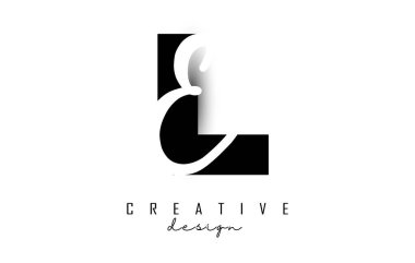 Minimalist dizaynlı LE logosu. Geometrik ve el yazısıyla yazılmış L ve E harfleri.