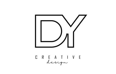 Minimalist dizaynlı DY harflerinin ana hatları. Geometrik harf logosu.