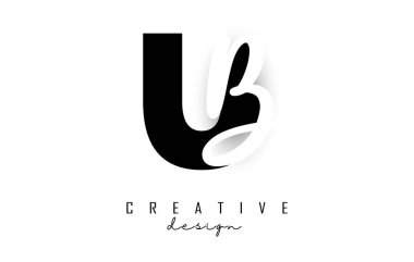 Minimalist dizaynlı UB logosu. Geometrik ve el yazısıyla yazılmış U ve B harfleri.
