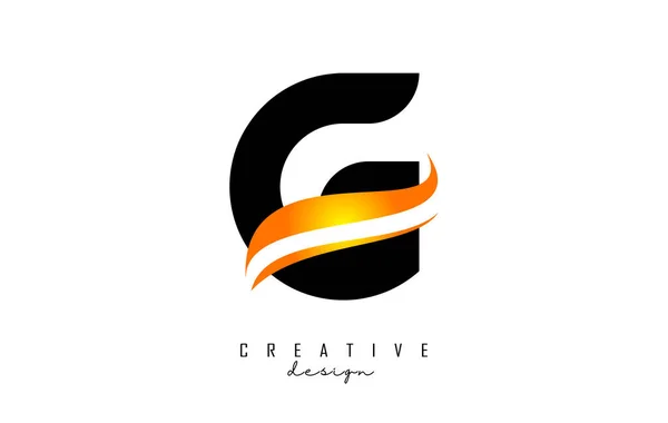 Letra Logo Con Gradiente Naranja Swoosh Letra Con Elementos Geométricos — Vector de stock
