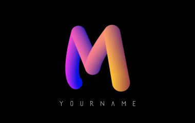 Gökkuşağı gradyan 3 boyutlu M harfi logosu. Canlı gradyan şekilli yaratıcı vektör çizimi.