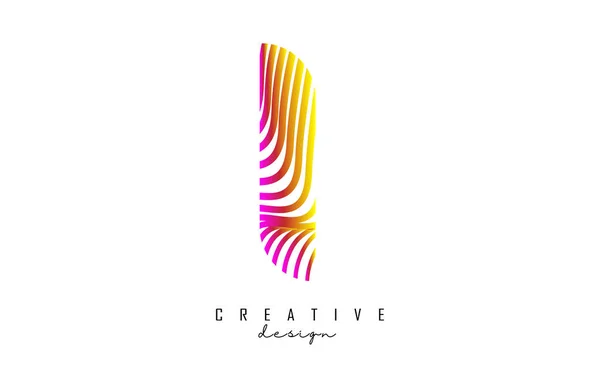 Logo Letra Con Líneas Retorcidas Colores Vibrantes Ilustración Vectorial Creativa — Vector de stock