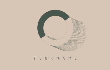 Telgraf çerçevesi O Harf Logosu Tasarımı iki renk. Kablolu, aynalı dış çerçeve ile yaratıcı vektör çizimi.