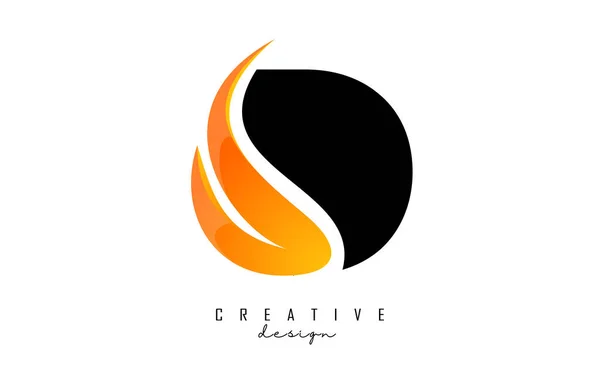 Illustration Vectorielle Lettre Abstraite Avec Flammes Feu Motif Orange Swoosh — Image vectorielle