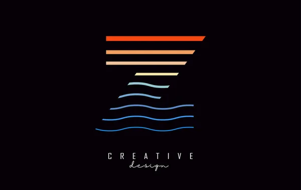 Letter Logo Design Colorful Lines Vector Illustration Sea Sunset Color — Stock Vector