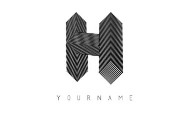 H harfi logosu kare çizgi şeklinde. Geometrik vektör çizimi.