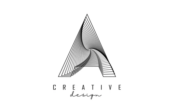 Logo Lettre Avec Lignes Effet Spirale Illustration Vectorielle Avec Typographie — Image vectorielle