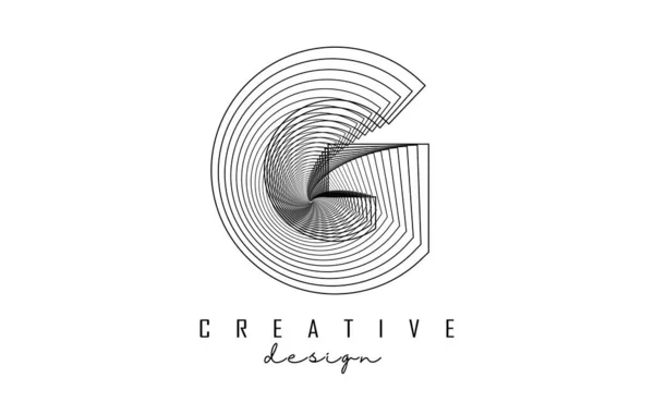 Logo Lettre Avec Lignes Effet Spirale Illustration Vectorielle Avec Typographie — Image vectorielle