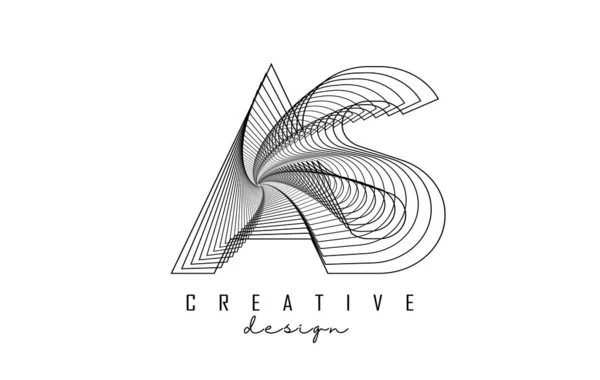 Brev Logotyp Med Linjer Och Spiraleffekt Vektorillustration Med Geometrisk Typografi — Stock vektor