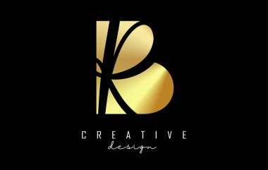 Minimalist tasarımı ve negatif alanı olan altın harfli BR logosu. Geometrik ve el yazısı tipografili B ve R harfleri.
