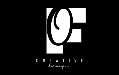 Negatif boşluklu siyah ve beyaz FO harfleri. Geometrik ve el yazısıyla yazılmış F ve O harfleri.