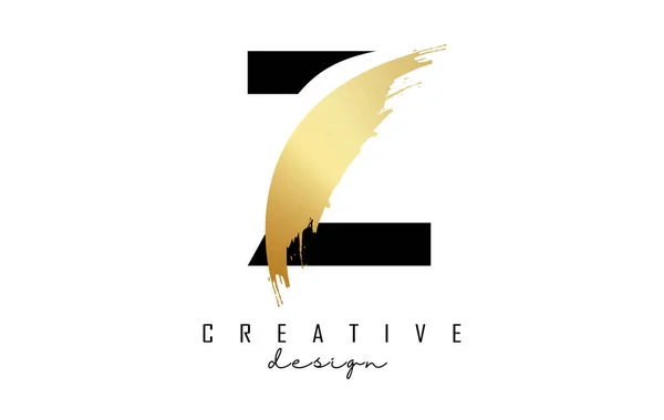 Písmeno Logo Zlatým Tahem Štětce Kreativním Střihem — Stockový vektor