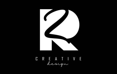 Minimalist dizaynlı beyaz ve siyah harfli RZ logosu. Geometrik ve el yazısıyla yazılmış R ve Z harfleri.