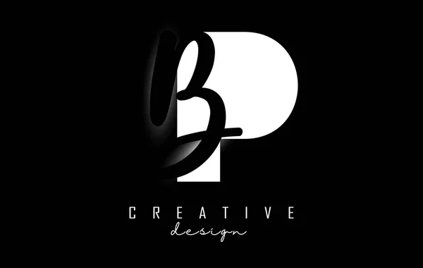 Lettres Blanches Noires Logo Design Minimaliste Lettres Avec Typographie Géométrique — Image vectorielle