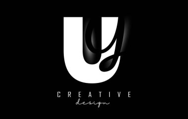 Siyah ve Beyaz Harfler UY logosu. Minimalist bir tasarımı var. Geometrik ve el yazısıyla yazılmış U ve Y harfleri.
