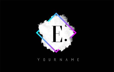 Beyaz Vuruşlu ve Gradyan Çerçeveli Mor E Harf Logosu Tasarımı.