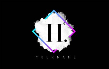 Beyaz Vuruşlu ve Gradyan Çerçeveli Mor H Harfi Logo Tasarımı.